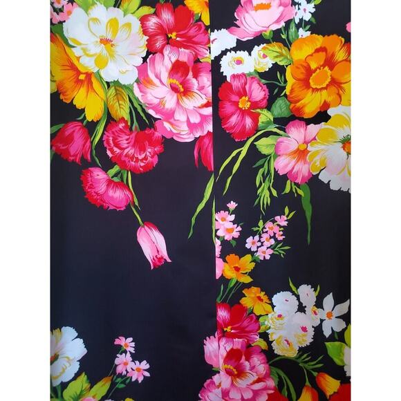 Vintage 70s Vibrant Flower Print Maxi Hostess Collar House Midi Dress, Med/Lrg - Picture 12 of 13